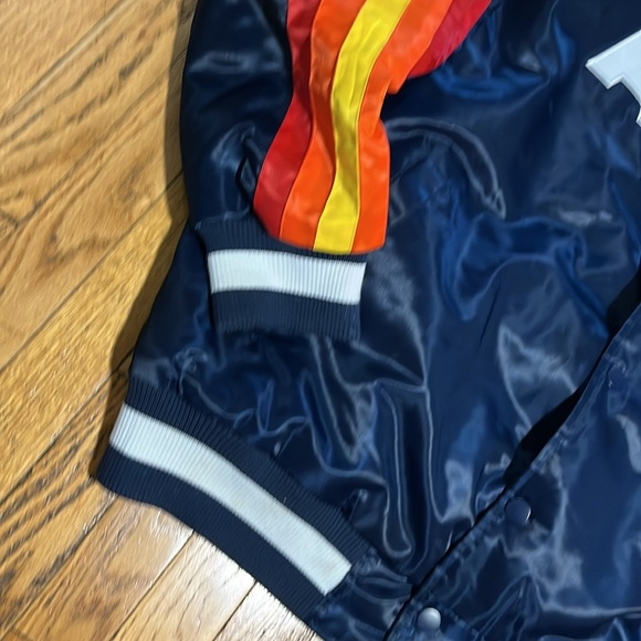 Starter Black Label G-111 Houston Astros Blue Satin Mens Bomber XXL Jacket - Picture 2 of 10